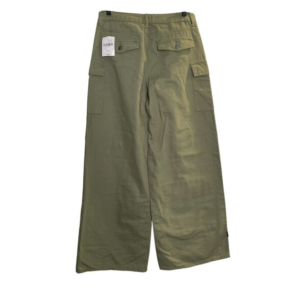 Forever 21 Women's High-Waisted Olive Cargo Pants Large Wide-Leg NWT - Picture 3 of 7